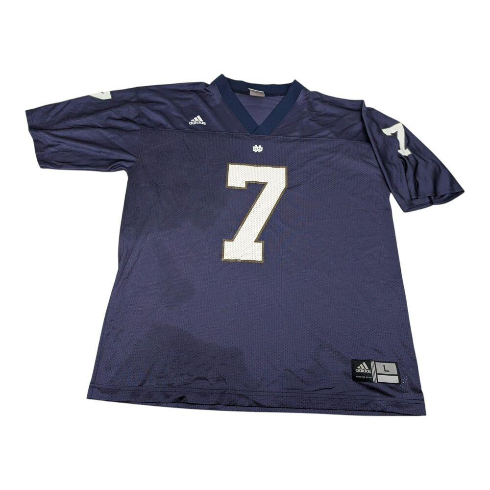 Vintage Men's L adidas NCAA Notre Dame Fighting Irish #7 Blue Mesh Jersey *READ